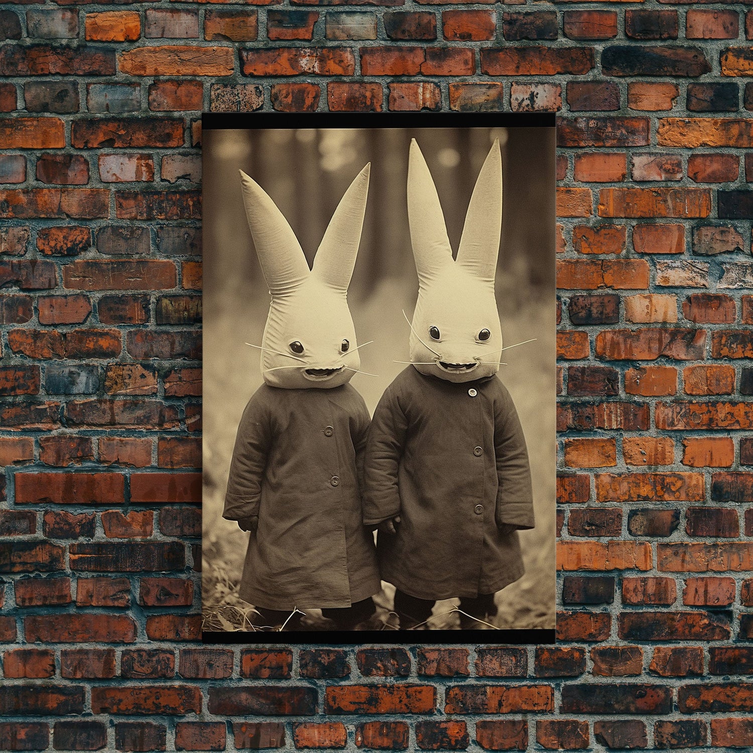 The Bunny Boys, Spooky Halloween Art, Scary Wall Decor, Spooky / Creepy Halloween Decor, Thought Provoking Haunted Art