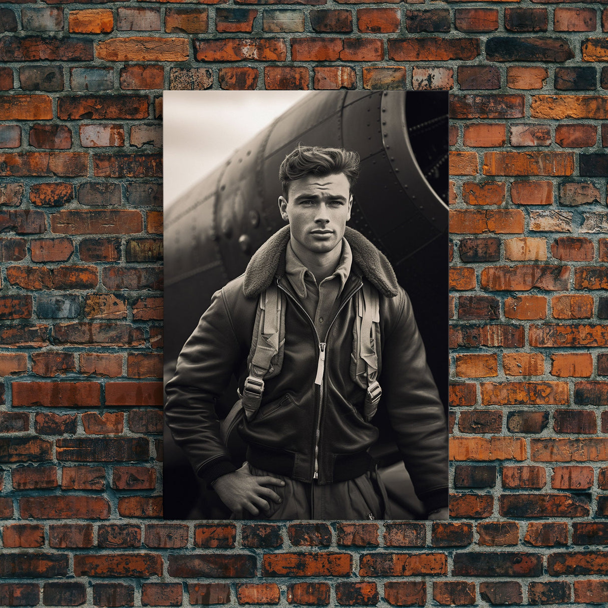 World War 2, Vintage Photo, Aviation Wall Art, Pilot Wall Art, Canvas Print, Wall Art, Vertical Print, Gift For Him, Office Wall Art