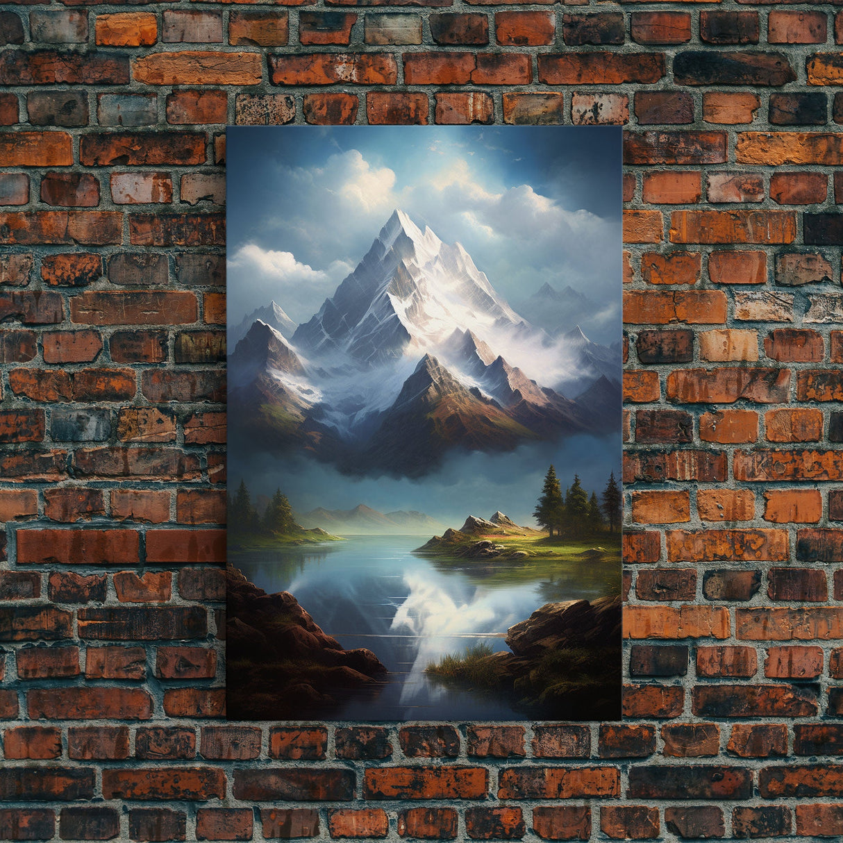 Mountains Wall Art, Lake Wall Print, Landscape Wall Art, Canvas Print, Wall Art, Vertical Art, Client Gift, Ranch House Decor, Office Prints