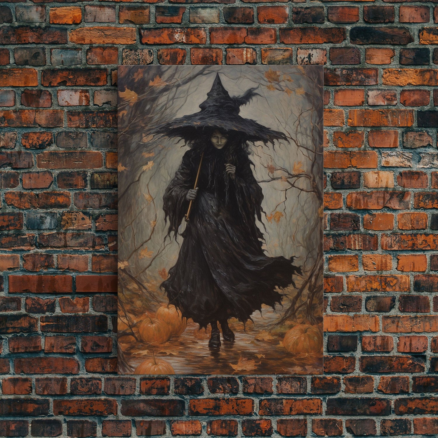 The Wicked Witch, Halloween Canvas Print, Framed Canvas, Unique Wall Art, Goth Art, Dark Academia, Witch Art, Witchcraft, Witch Decor