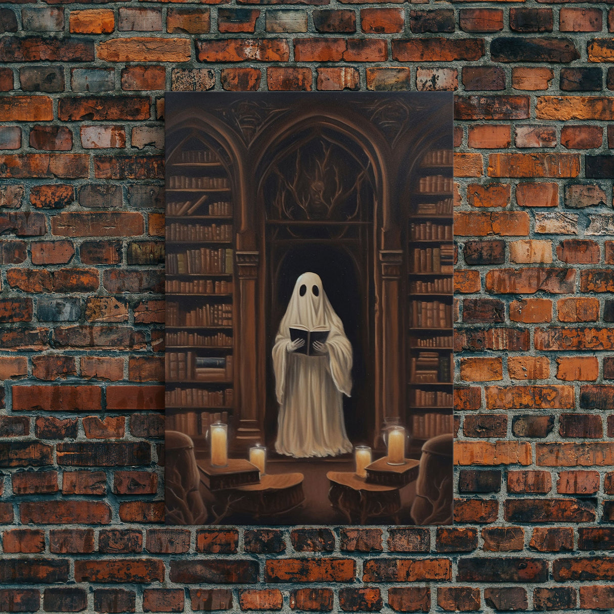Spooky Fine Art Print, Halloween Ghost Art, Fall Artwork, Fall Decor, The Ghost Of The Library