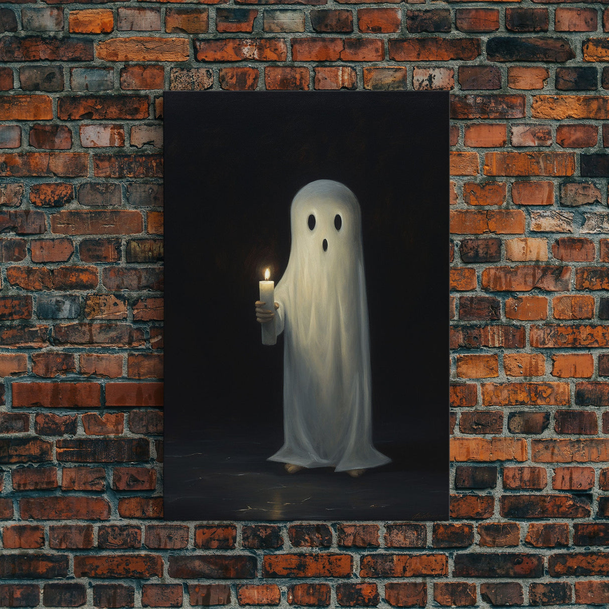 Ghost Holding A Candle Halloween Decor, Art Canvas Print, Spooky Ghost Wall Art, Fall Decor, Halloween wall decor, Funny Halloween Art