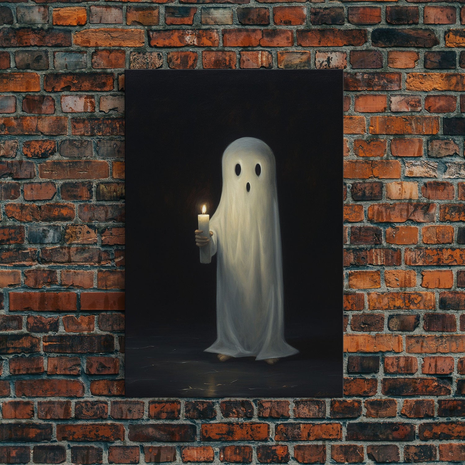 Ghost Holding A Candle Halloween Decor, Art Canvas Print, Spooky Ghost Wall Art, Fall Decor, Halloween wall decor, Funny Halloween Art