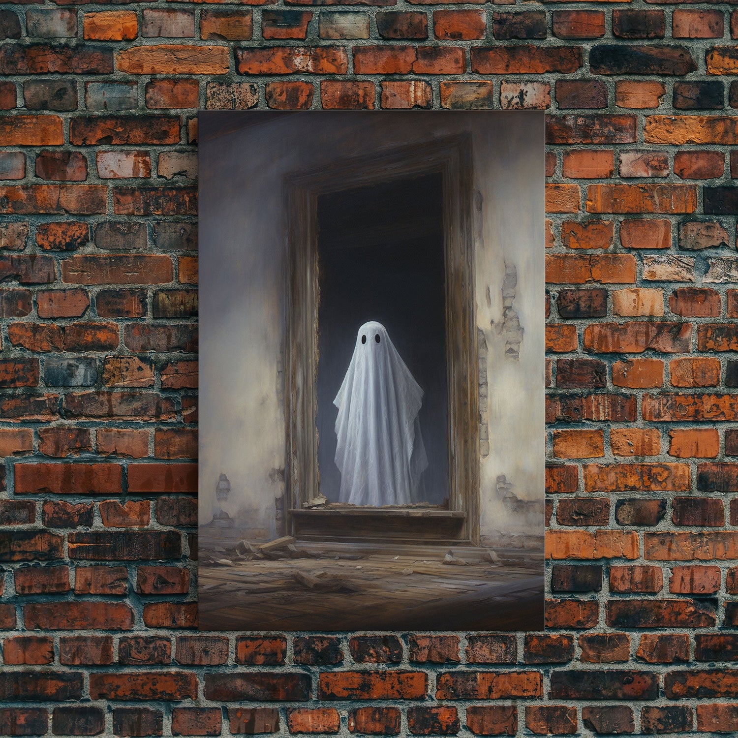 The Ghost In The Mirror, Framed Canvas or Canvas Print, Gothic Victorian Halloween Painting, Cool Halloween Decor, Dark Academia