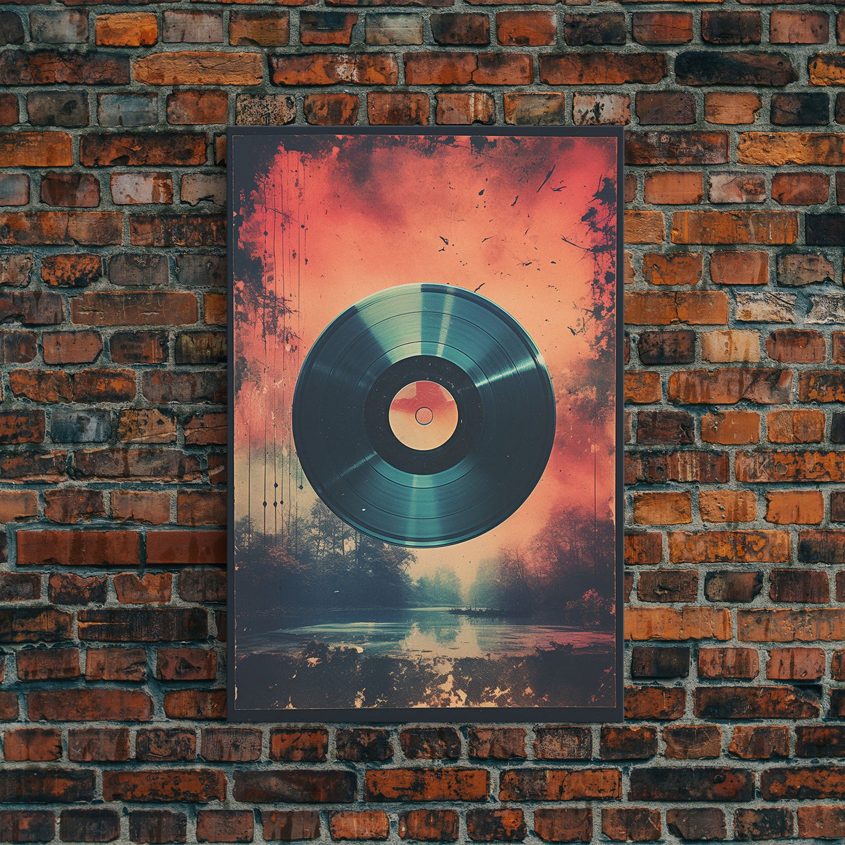 Vinyl Record Wall Art, Framed Canvas Print, Retro 1980s Style Wall Decor, Gift For Him, Gift For Audiophile