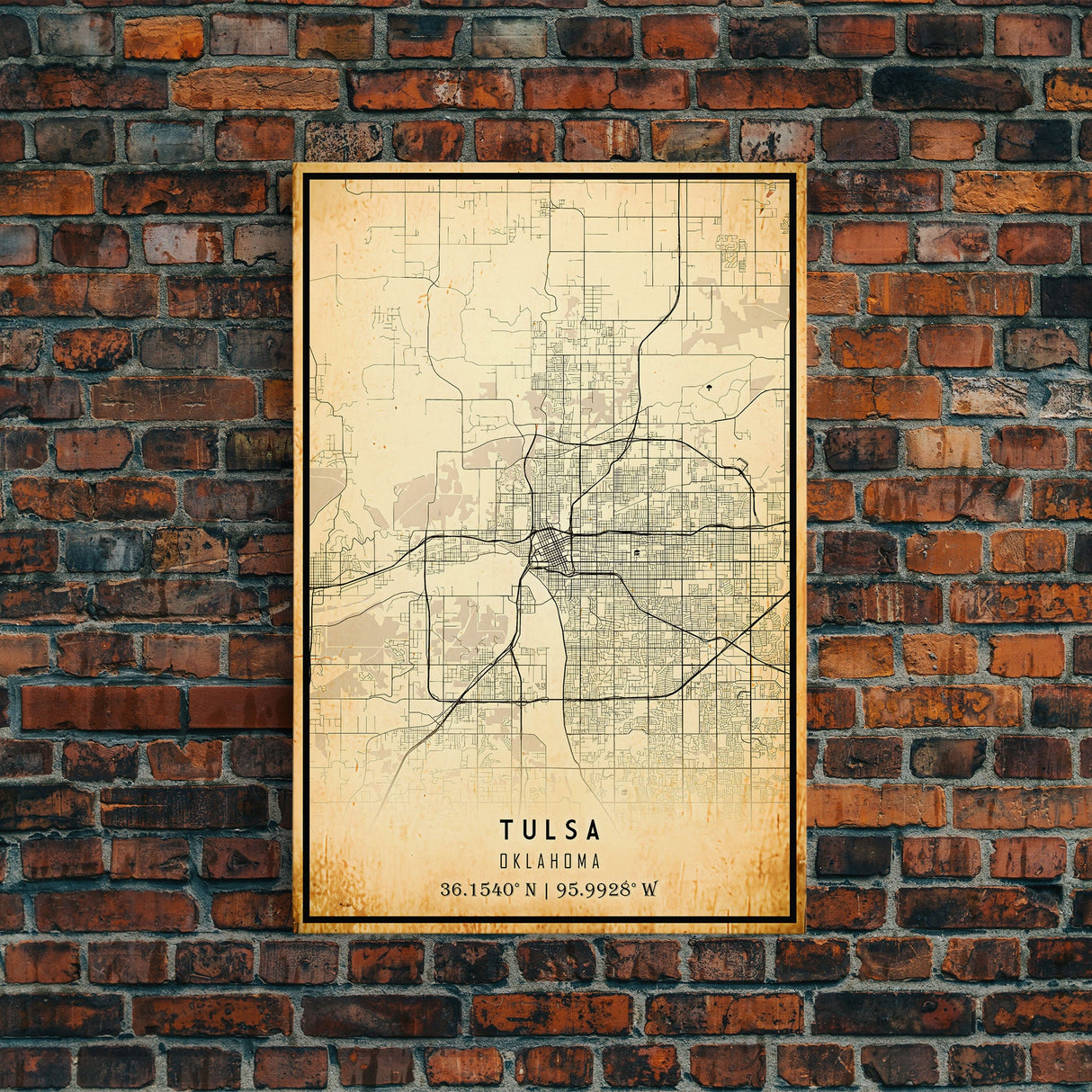 Tulsa Map Art - Oklahoma - Custom Tulsa City Streets Map Print - University of Tulsa - Home Office Decor Tulsa Map Decor Oklahoma Wall Art