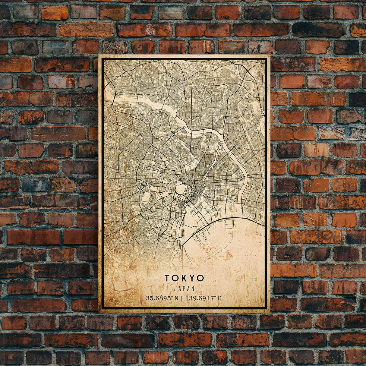 Tokyo Japan map print poster or framed canvas, Tokyo map print poster canvas, Tokyo Japan city map print poster canvas, Vintage Travel Art
