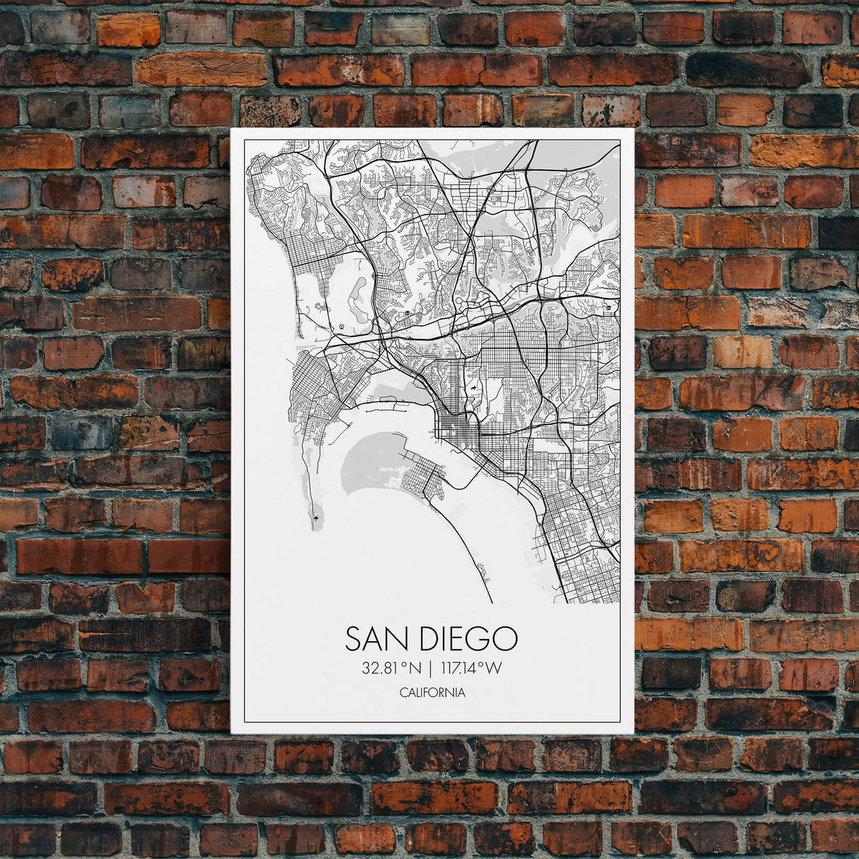 San Diego Street Map, California Map, City Map Print, Minimalist Art, Wall Art, Canvas Print, Office Wall Art, Best Friend Gifts, Travel Art