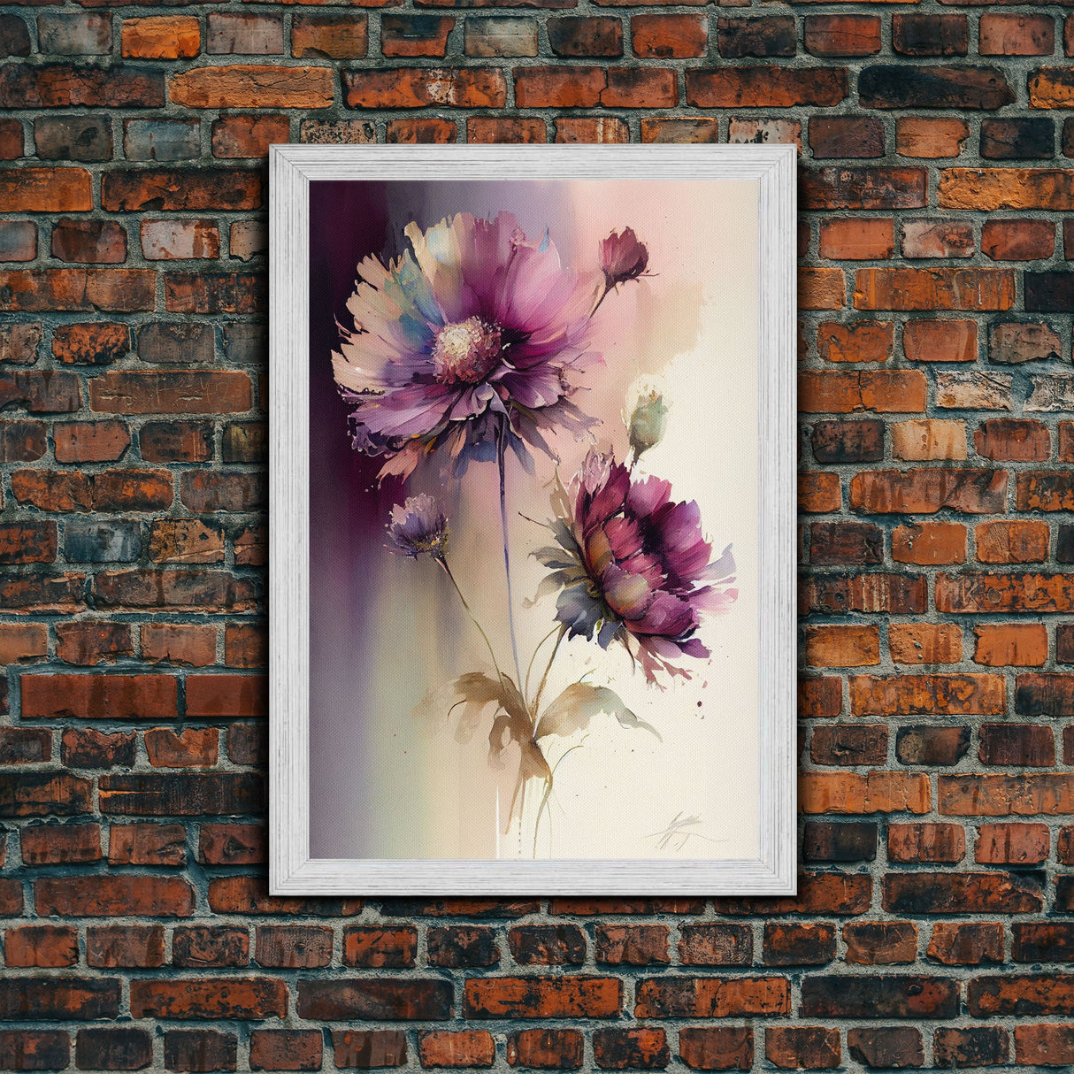 Vintage Style Framed Canvas Art // Vintage Floral Print // Vintage White Roses Painting // Still Life Botanical Farmhouse print // Flower