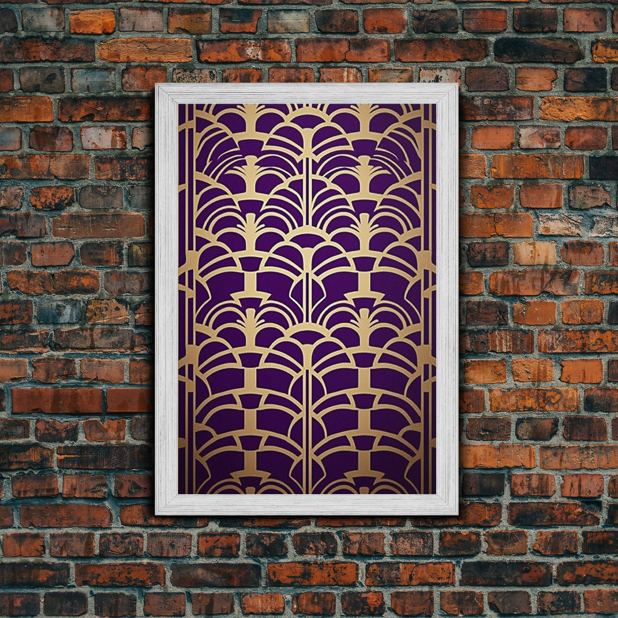 Midcentury Modern Wall art - Framed Canvas Print - Art Deco- Office decor - Purple & gold art - Ornament art - Abstract art - Geometric art
