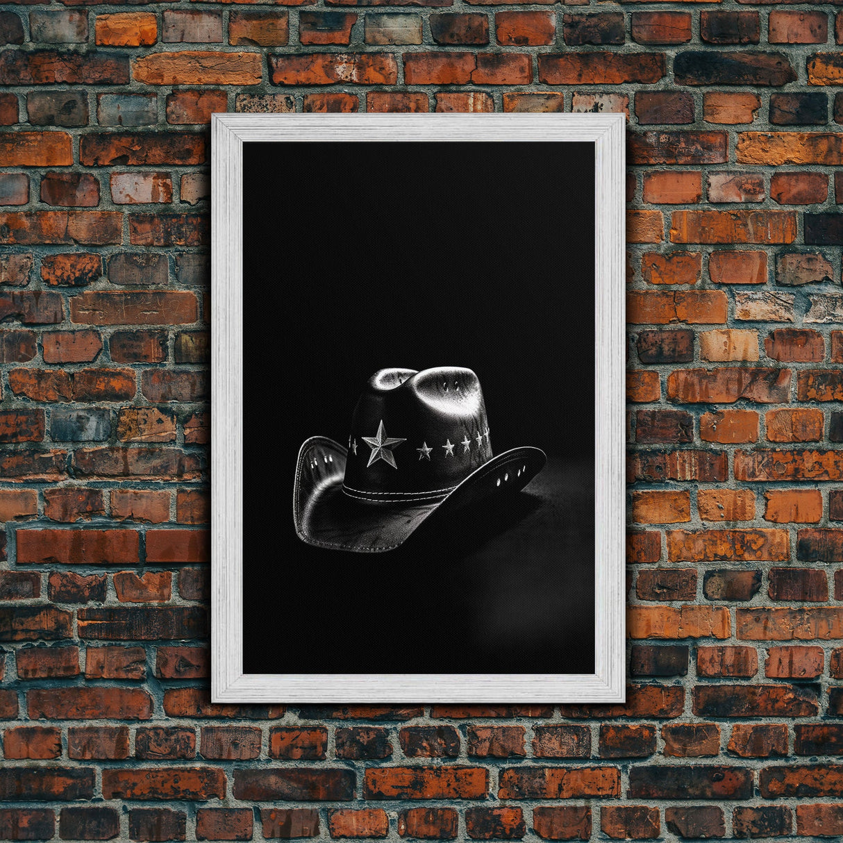 Cowboy Hat Print, Western Wall Art, Black And White, Texas Art, Minimalist Art, Wall Decor, Canvas Art, Wall Art, Framed Canvas Wall Decor
