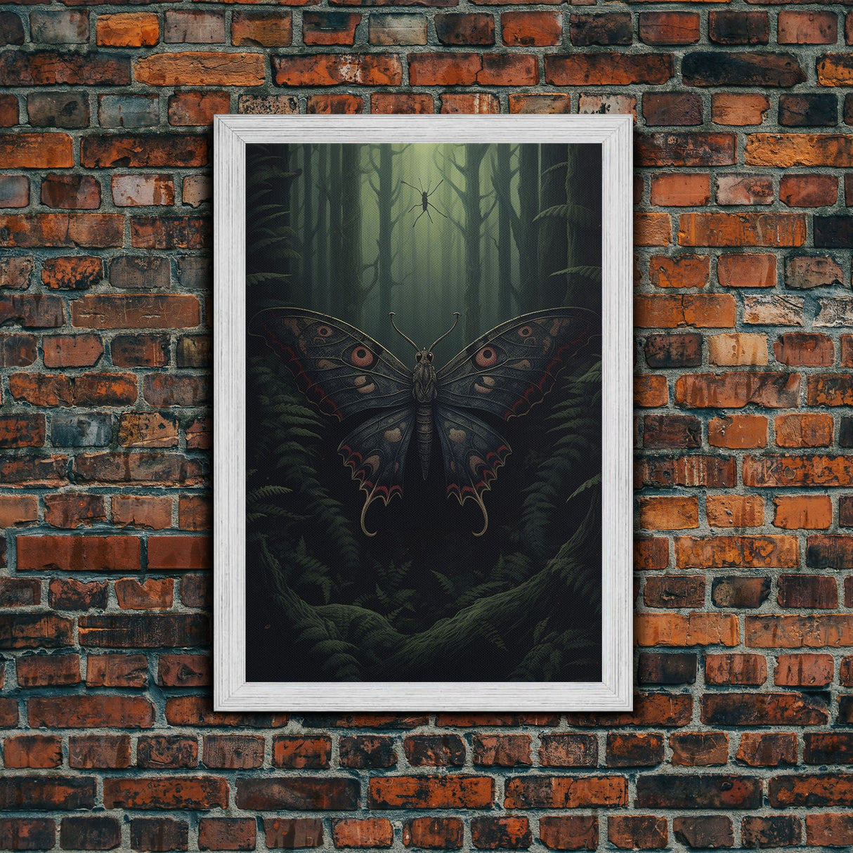 Butterfly Wall Decor, Butterfly In Woods, Green Wall Art, Insect Wall Decor, Wall Decor, Canvas Print, Wall Art, Framed Canvas