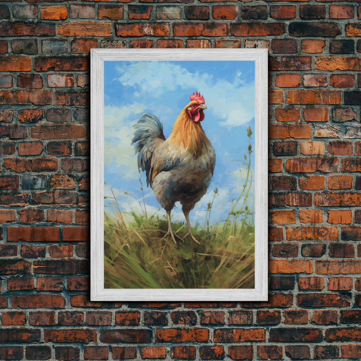 Farmhouse Art, Rooster Painting, Rooster Wall Art, Country Wall Art, Minimalist Wall Art, Wall Decor, Canvas Print, Wall Art, Framed Canvas