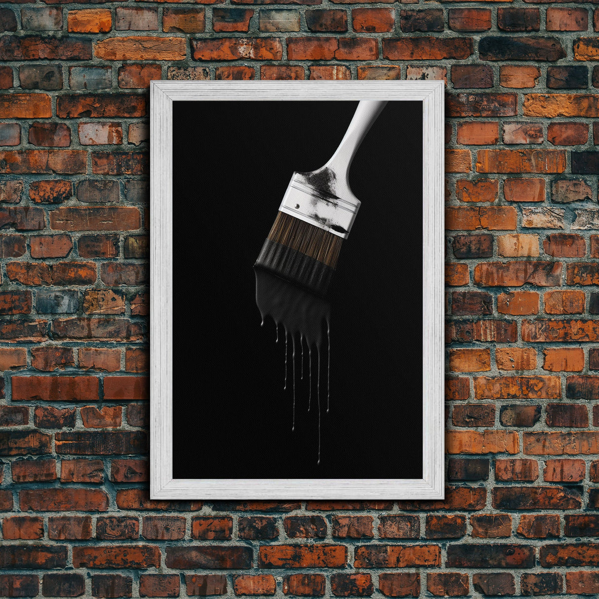 Dripping Paint Brush Wall Art, Black Paint, Brush Wall Decor, Minimalist Print. Wall Decor, Canvas Art, Wall Art, Framed Canvas Wall Decor