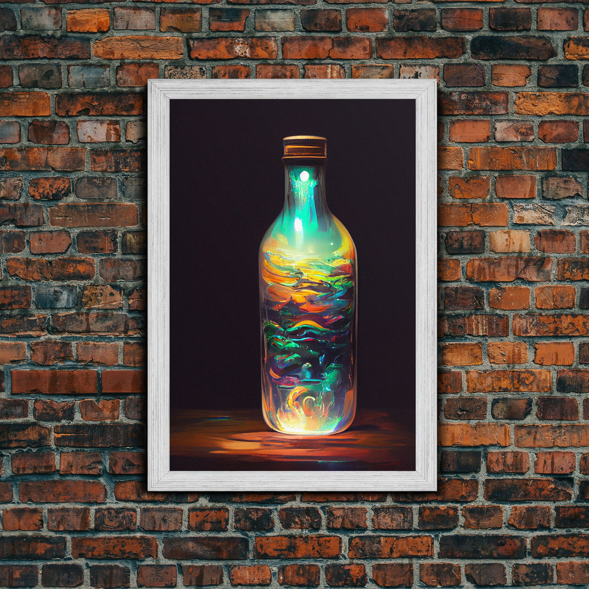 Miniature world in a bottle canvas print, high fantasy wall art, magical wall art, ready to hang wall art