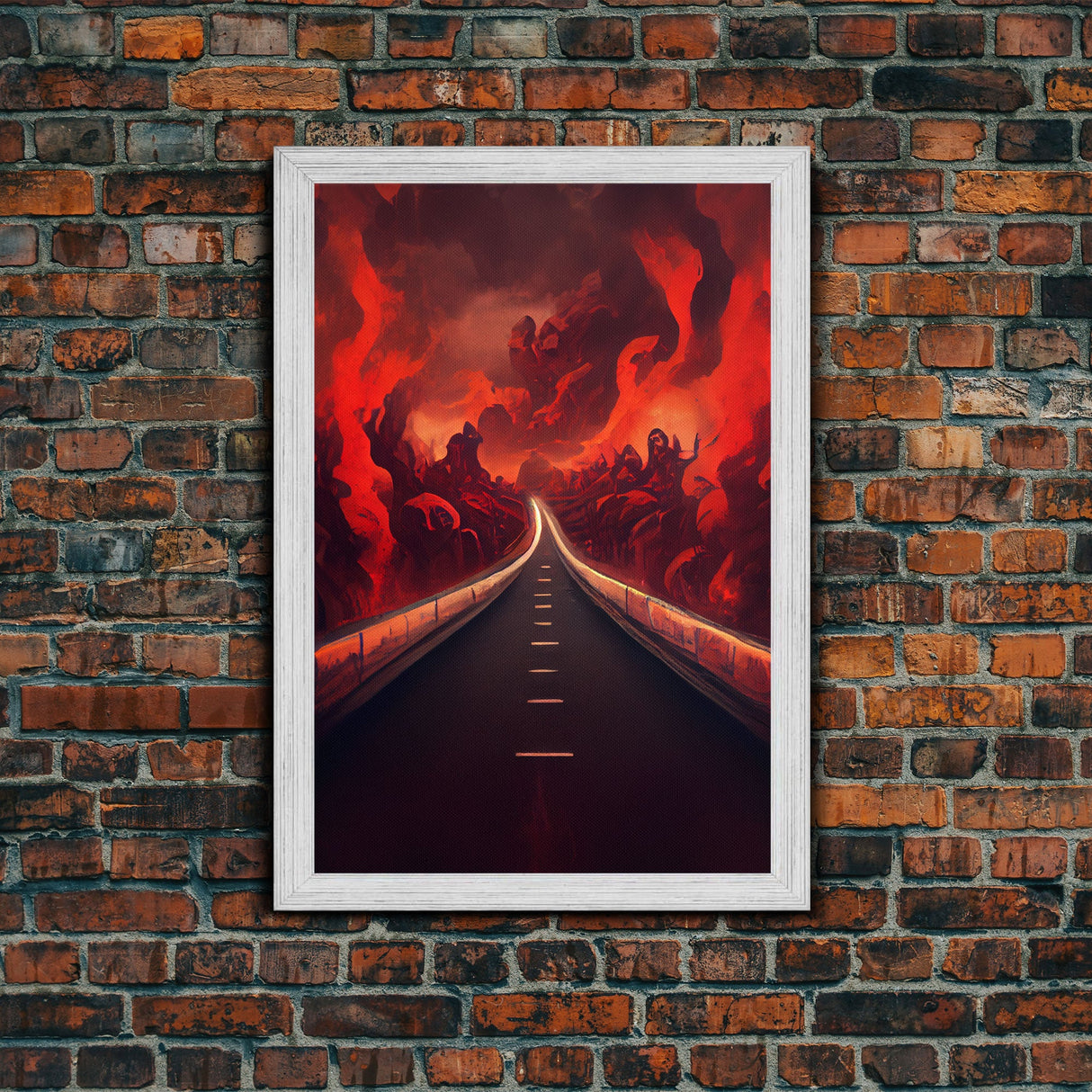 Highway to Hell, canvas print, Halloween wall art, spooky home decor