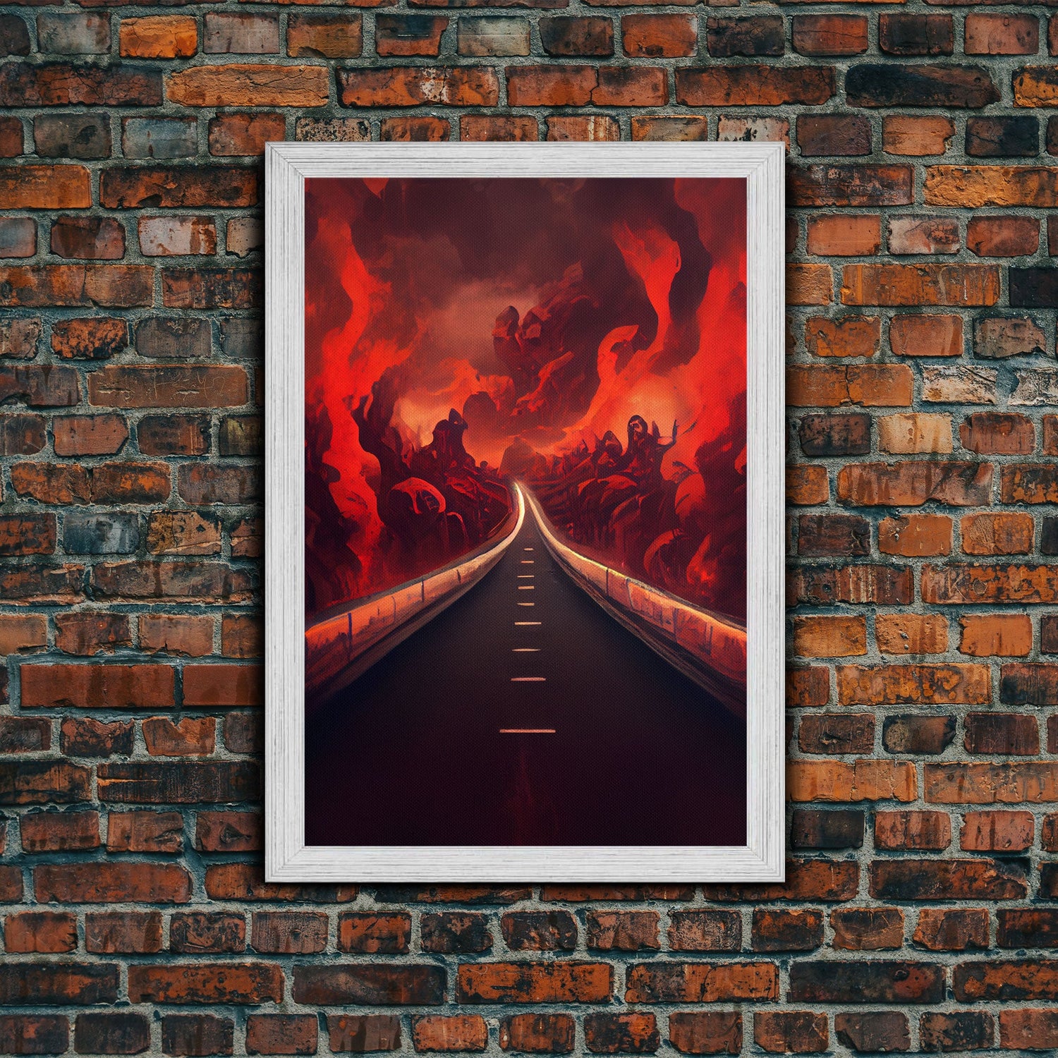 Highway to Hell, canvas print, Halloween wall art, spooky home decor