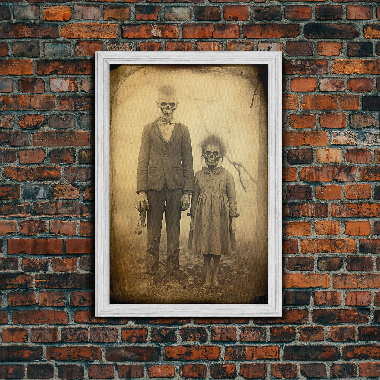 Skeleton Wall Art, Dark Art, Horror Decor, Weird Art Print, Creepy Wall Art, Canvas Print, Wall Art, Vertical Print, Home Decor, Wall Decor
