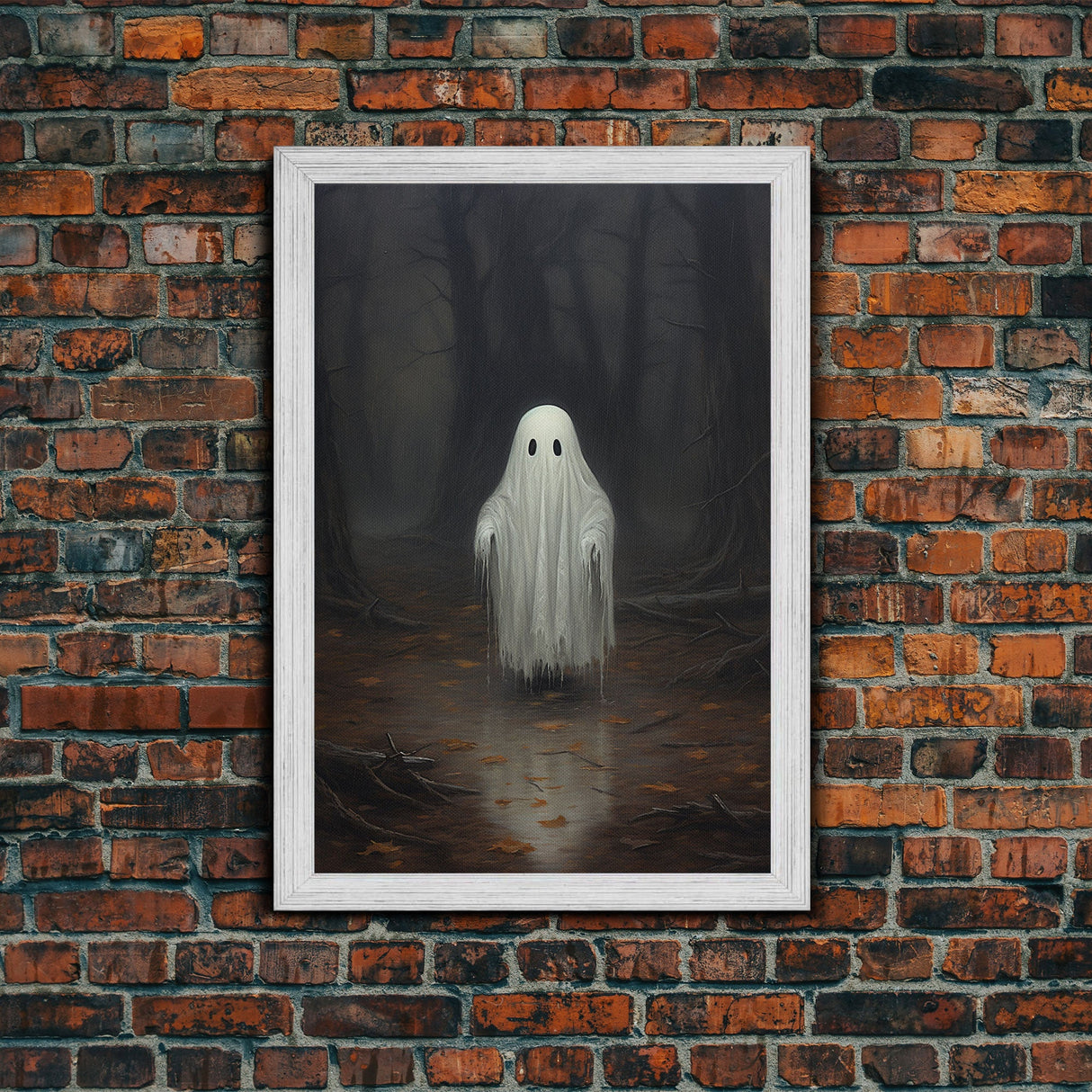 Cute Lil Boo, Ghost Print, Halloween Canvas Art, Framed Canvas Print, Funny Halloween Decor, Ghost Art, Victorian Goth Art