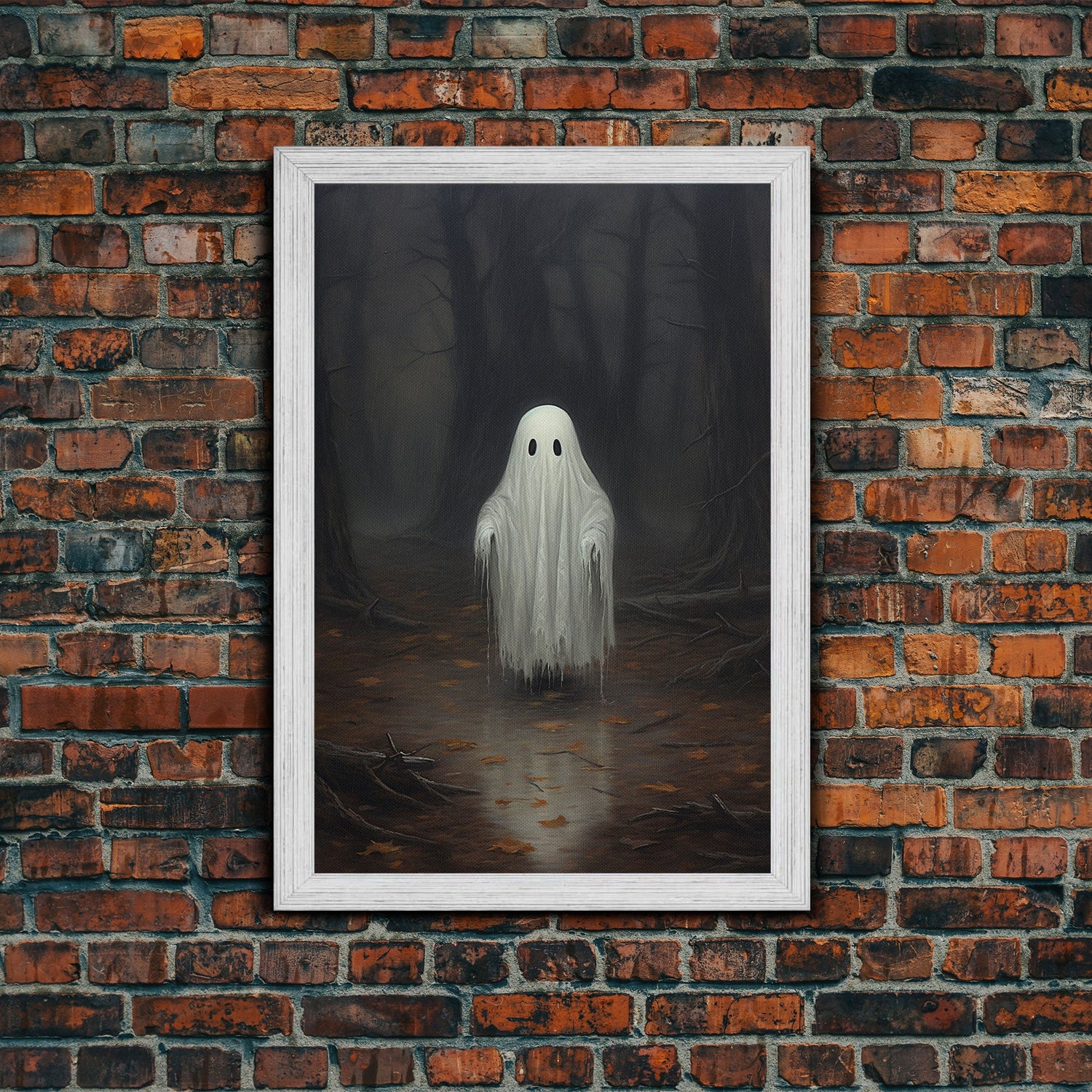 Cute Lil Boo, Ghost Print, Halloween Canvas Art, Framed Canvas Print, Funny Halloween Decor, Ghost Art, Victorian Goth Art