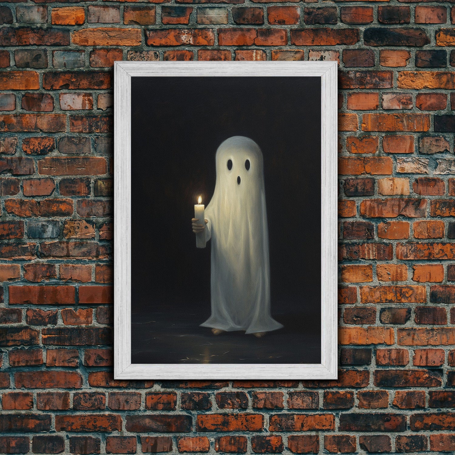 Ghost Holding A Candle Halloween Decor, Art Canvas Print, Spooky Ghost Wall Art, Fall Decor, Halloween wall decor, Funny Halloween Art
