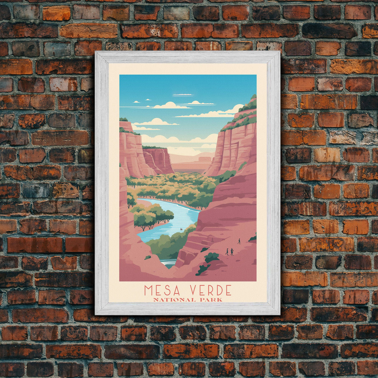 Mesa Verde National Park Colorado Travel Art, National Park Print, Minimalist Travel Art, Midcentury Modern Style Landscape Painting