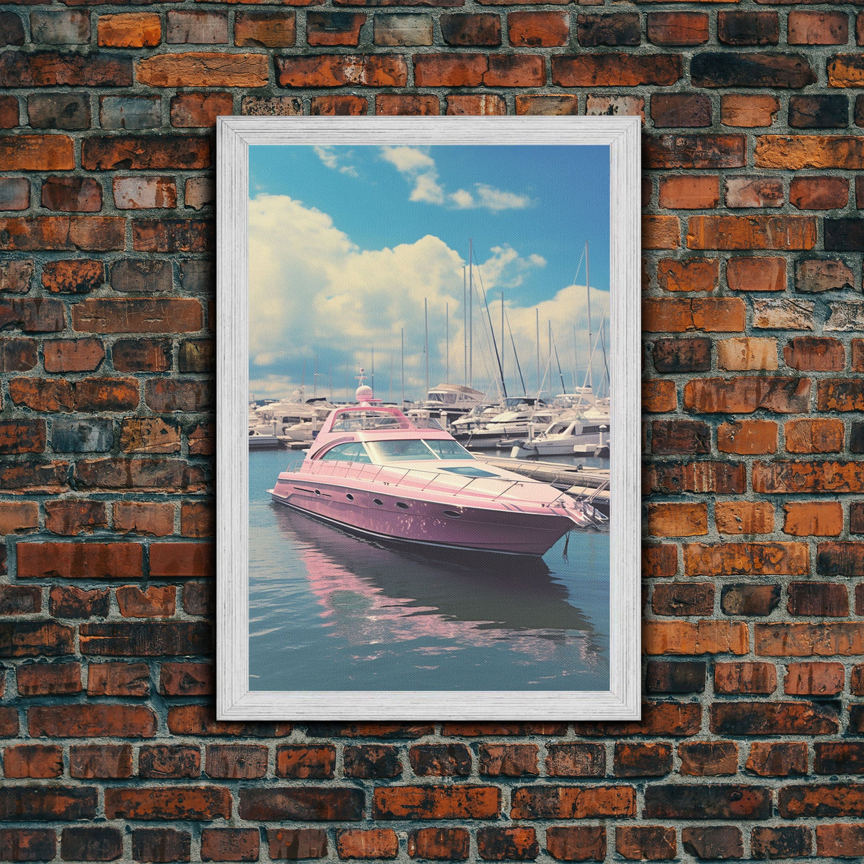 Pink Boat, Ocean Wall Art, Nautical Wall Art, Canvas Print, Wall Hanging, Portrait Art, Travel Print, Modern Art Prints, Girls Room Decor