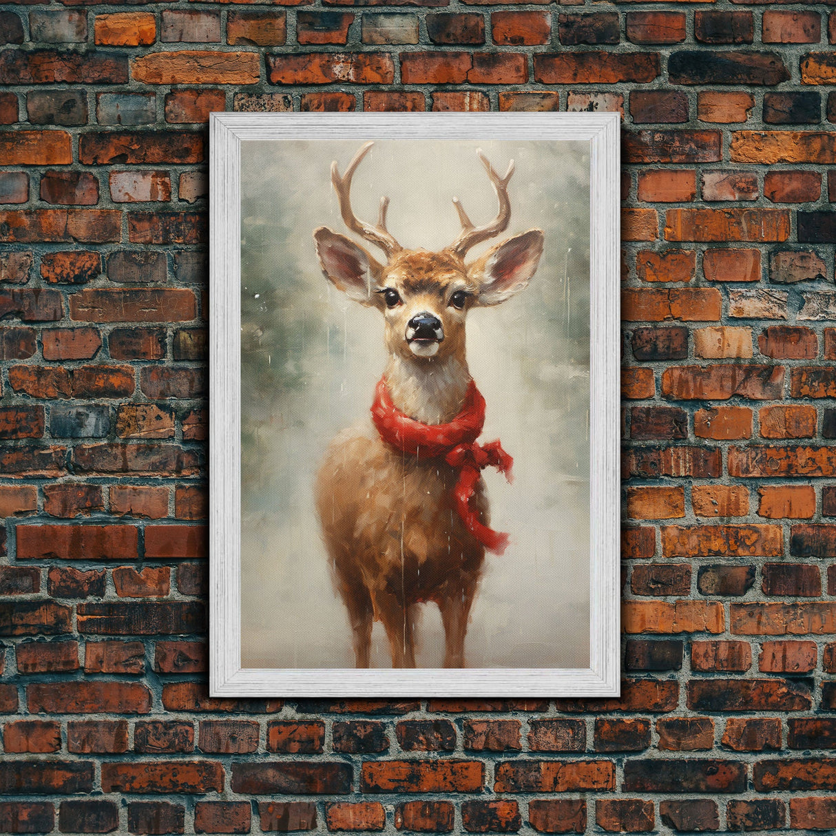 Cute Buck Dressed For Christmas, Christmas Decor, Woodland Animals, Christmas Wall Art, Winter Decor, Holiday Decor, Seasonal Decor