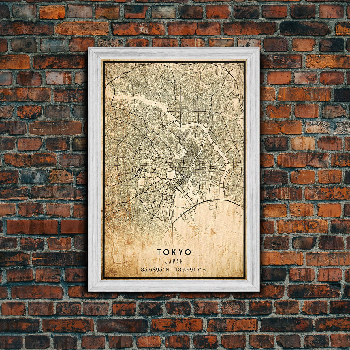 Tokyo Japan map print poster or framed canvas, Tokyo map print poster canvas, Tokyo Japan city map print poster canvas, Vintage Travel Art