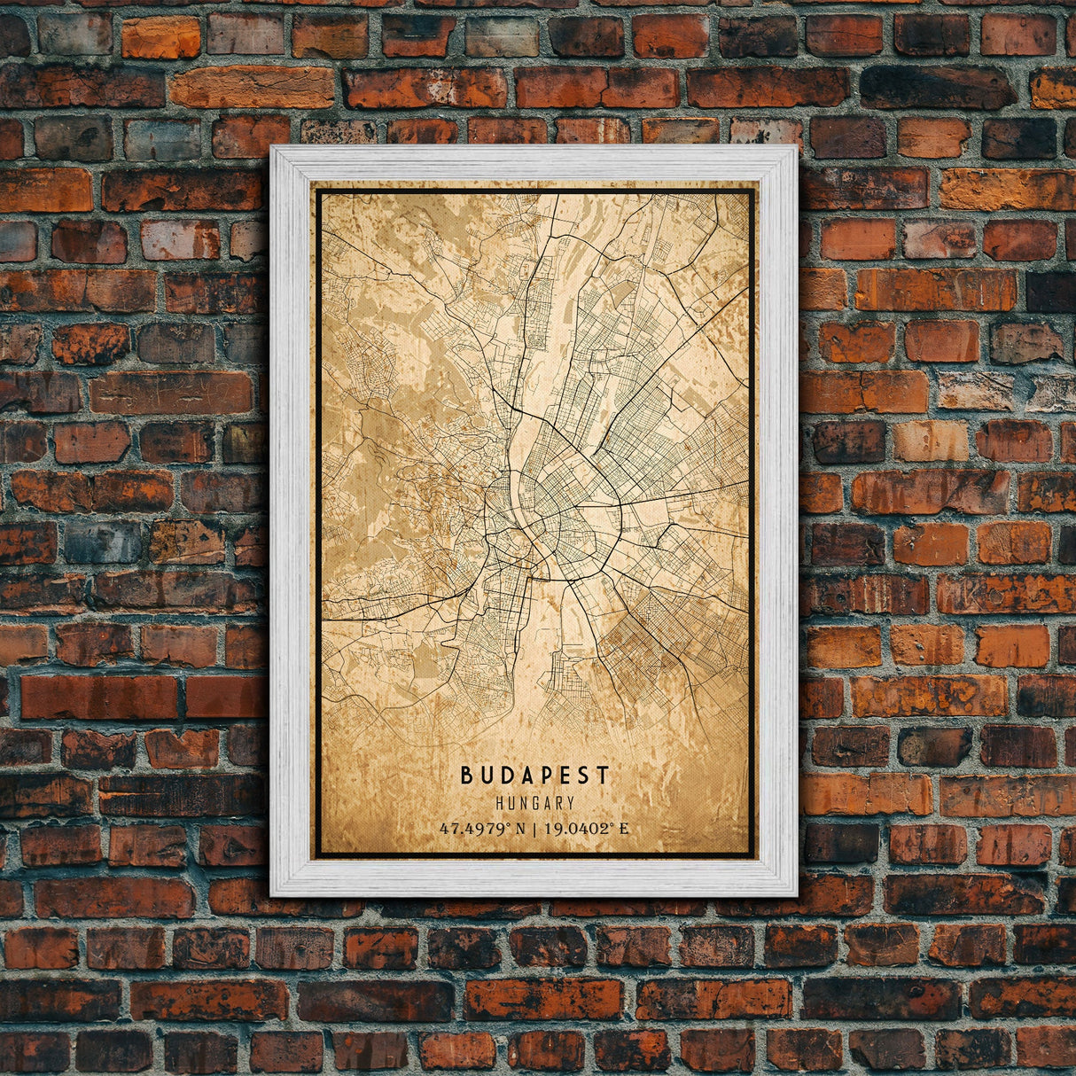 Budapest Hungary map print poster or framed canvas, Budapest map print poster canvas, Budapest map print poster canvas, Vintage Travel Art