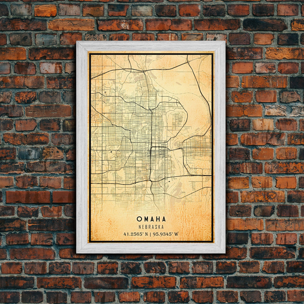 Omaha Nebraska map print poster or framed canvas, Omaha map print poster canvas, Omaha city map print poster canvas, Vintage Travel Art
