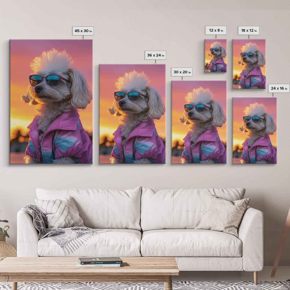 Shih Tzu Wall Print, Dog Wall Art, Dog Sunglasses, Dog In Pink Tracksuit, Funny Art, Framed Wall Art, Framed Canvas, Wall Print, Wall Canvas