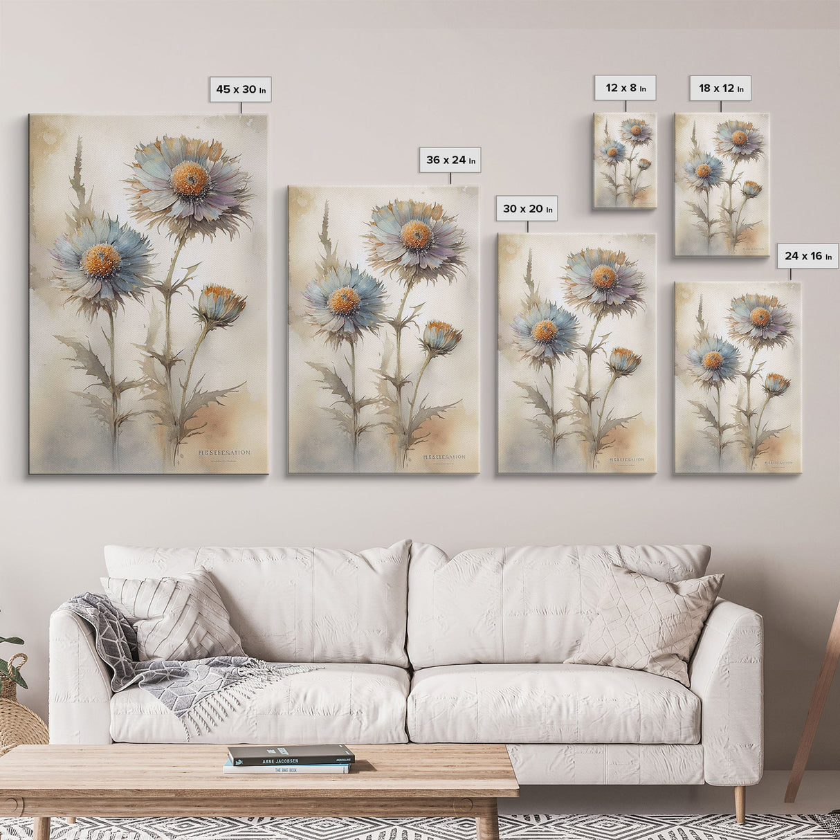 Vintage Style Dandelion Framed Canvas Art, Vintage Floral Print, Vintage White Roses Painting, Still Life Botanical Farmhouse print, Flowers