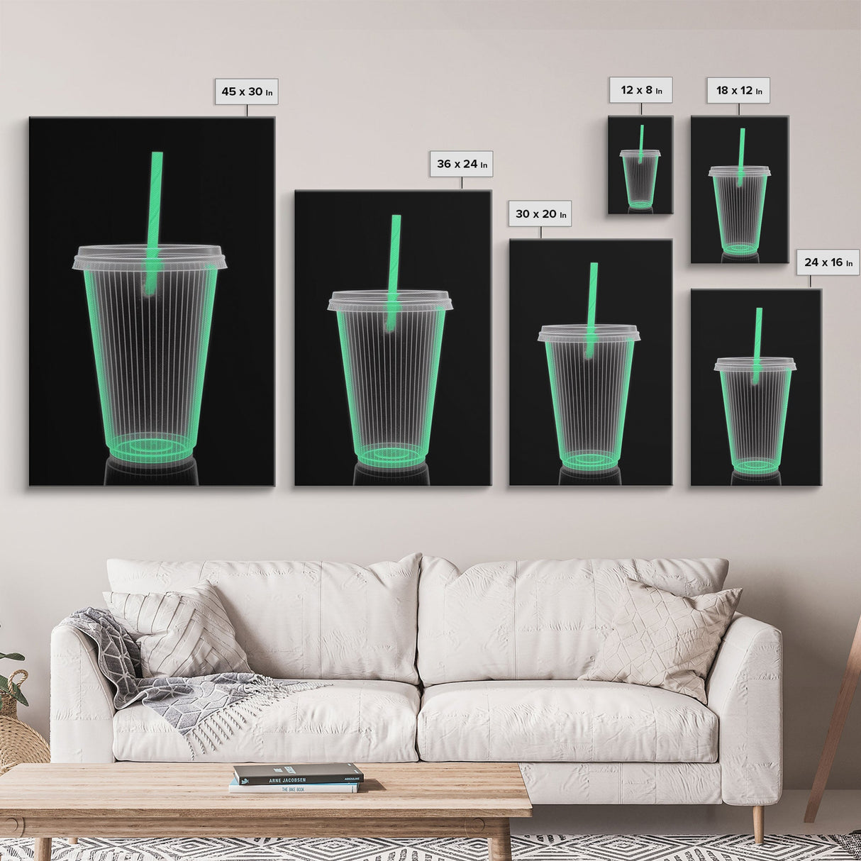 Disposable Plastic Cup Wall Art, Green Cup, Kitchen Wall Art, Minimalist Print, Wall Decor, Canvas Print, Wall Art, Framed Canvas
