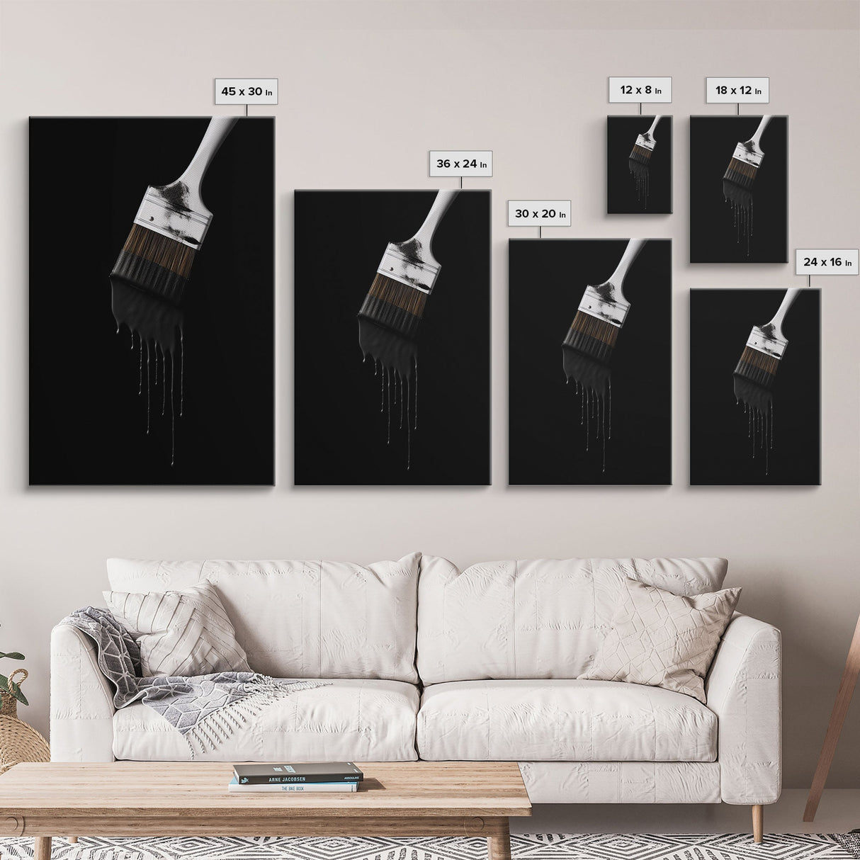 Dripping Paint Brush Wall Art, Black Paint, Brush Wall Decor, Minimalist Print. Wall Decor, Canvas Art, Wall Art, Framed Canvas Wall Decor