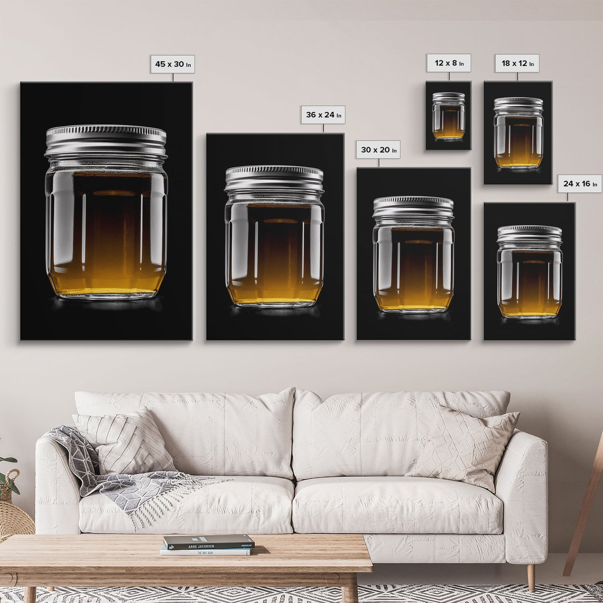 Mason Jar Wall Art, Kitchen Wall Decor, Jar Art, Minimalist Art, Wall Decor, Canvas Art, Wall Art, Framed Canvas Wall Decor