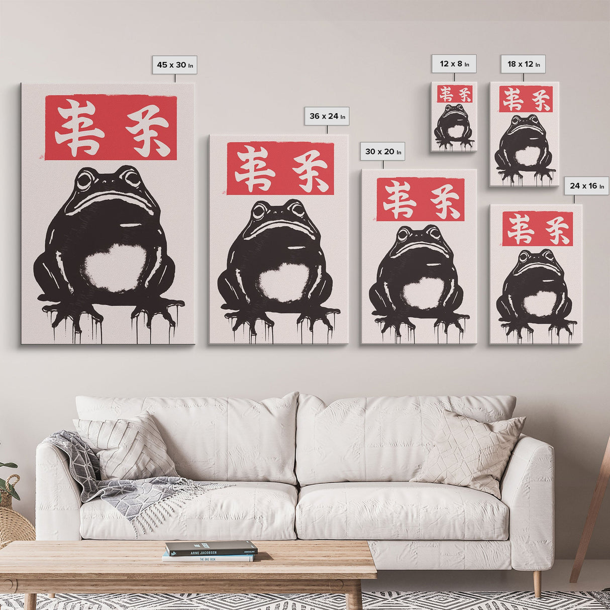 Japanese Frog Print, Japanese Prints, Vintage Style Art, Framed Canvas or Poster, Matsumoto Hoji INSPIRED Art, Wabi Sabi Animal Print