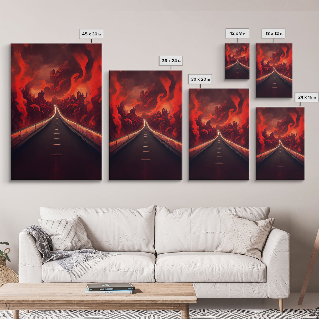 Highway to Hell, canvas print, Halloween wall art, spooky home decor