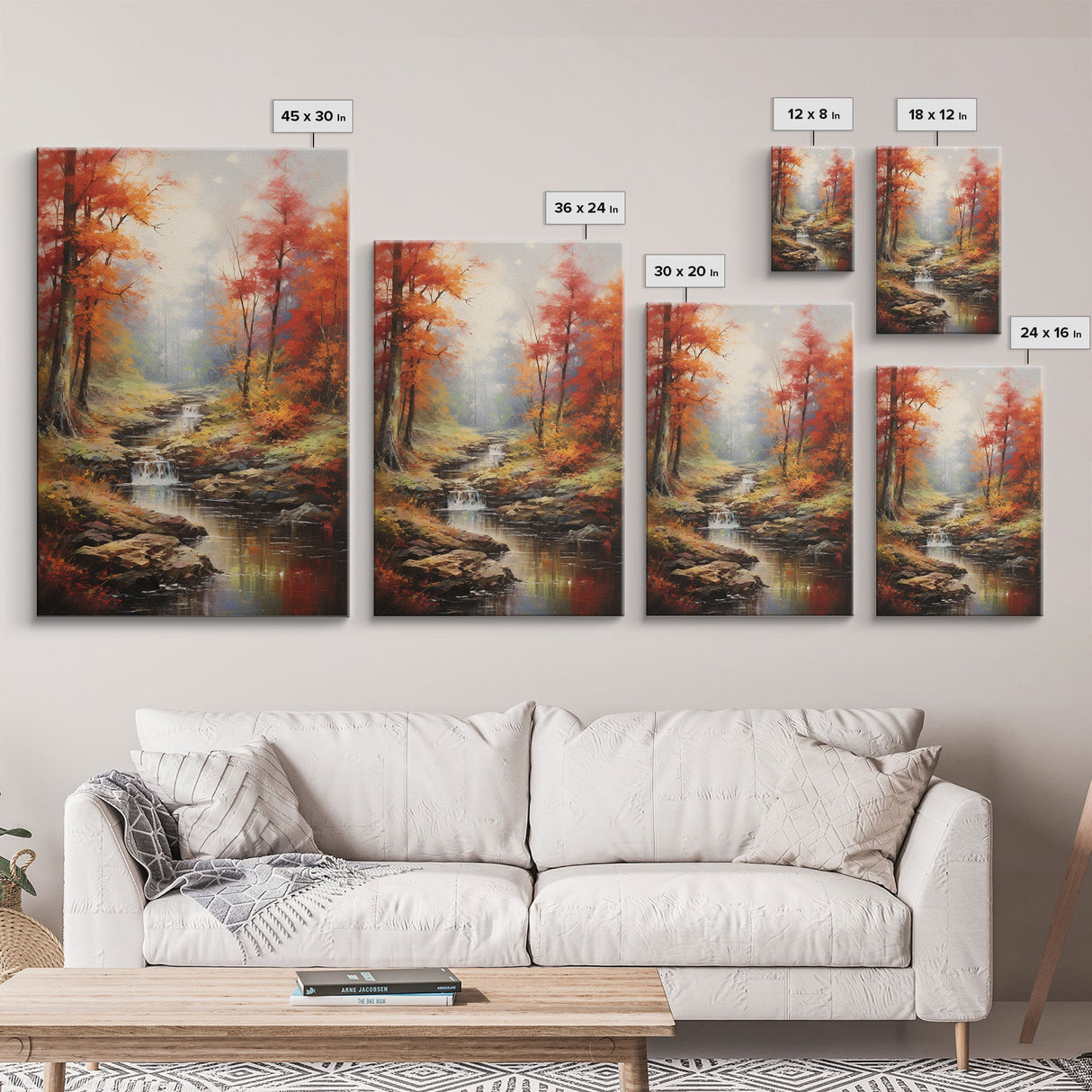 Stream, Forest Wall Art, Autumn Art Print, Canvas Print, Wall Art, Vertical Art, Nature Wall Art, Business Gift, Above Bed Art, Wall Decor
