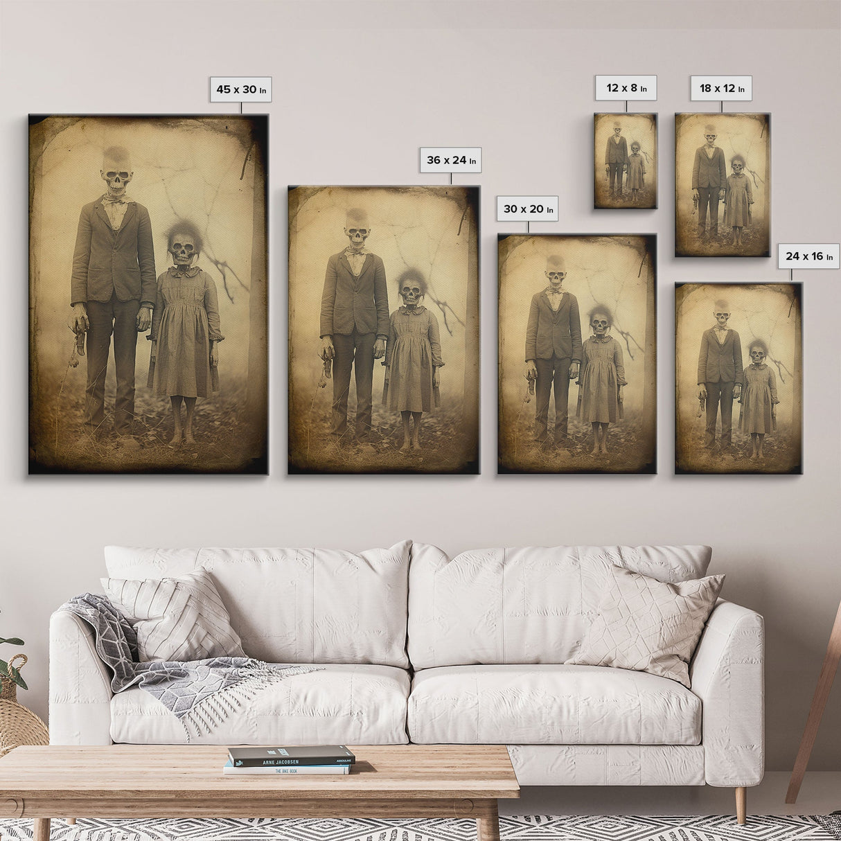 Skeleton Wall Art, Dark Art, Horror Decor, Weird Art Print, Creepy Wall Art, Canvas Print, Wall Art, Vertical Print, Home Decor, Wall Decor