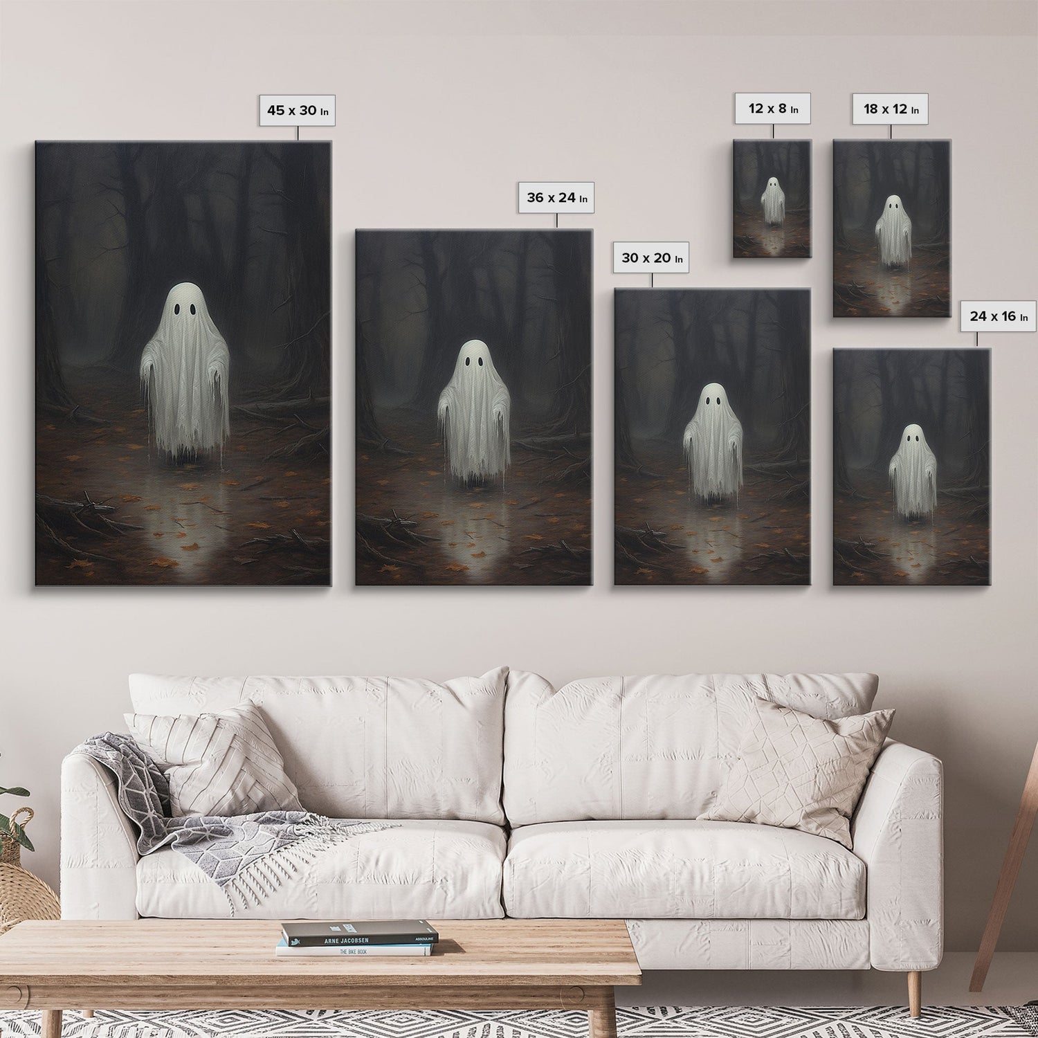 Cute Lil Boo, Ghost Print, Halloween Canvas Art, Framed Canvas Print, Funny Halloween Decor, Ghost Art, Victorian Goth Art