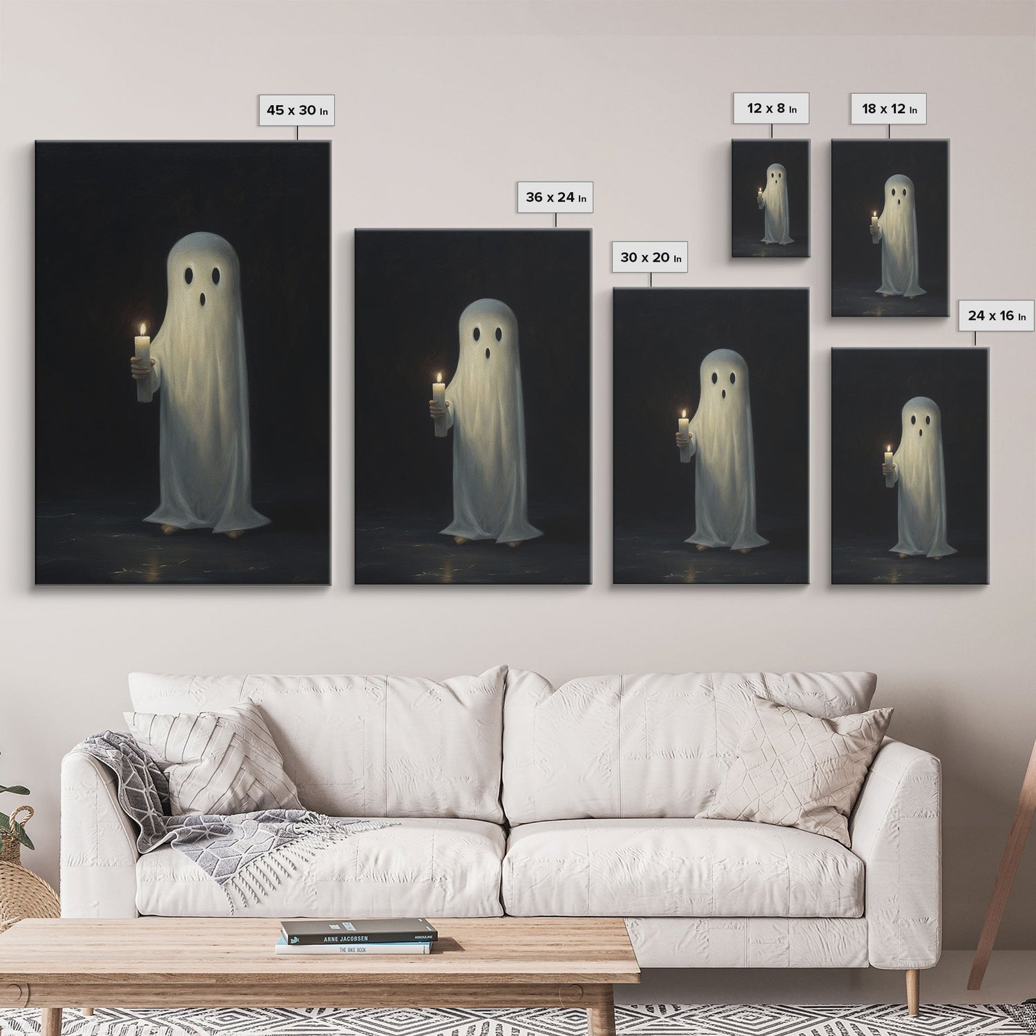 Ghost Holding A Candle Halloween Decor, Art Canvas Print, Spooky Ghost Wall Art, Fall Decor, Halloween wall decor, Funny Halloween Art