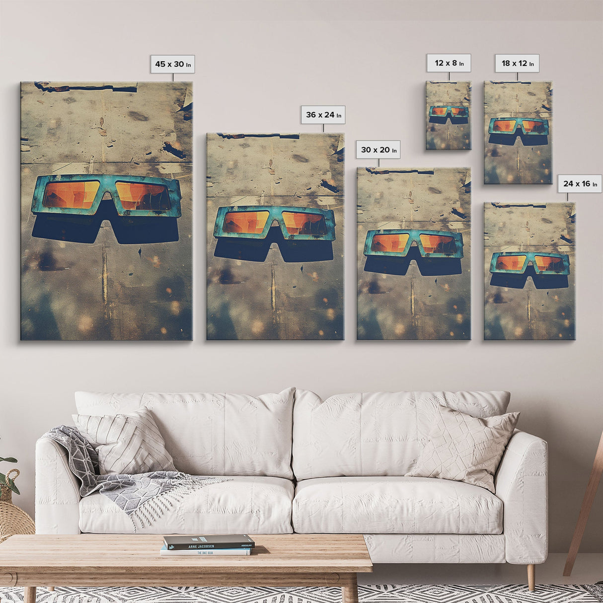 Retro Sunglasses, Retro Art, Minimalist Wall Art, Canvas Print, Wall Hanging, Portrait Art, Office Wall Decor, Living Room Prints, RV Decor