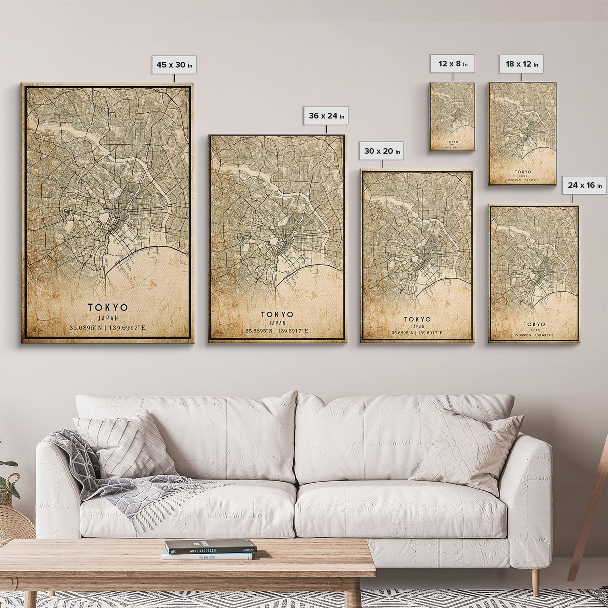 Tokyo Japan map print poster or framed canvas, Tokyo map print poster canvas, Tokyo Japan city map print poster canvas, Vintage Travel Art