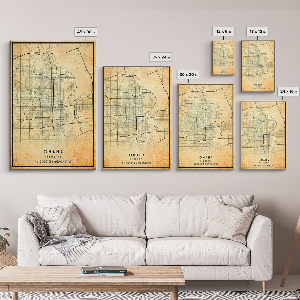 Omaha Nebraska map print poster or framed canvas, Omaha map print poster canvas, Omaha city map print poster canvas, Vintage Travel Art