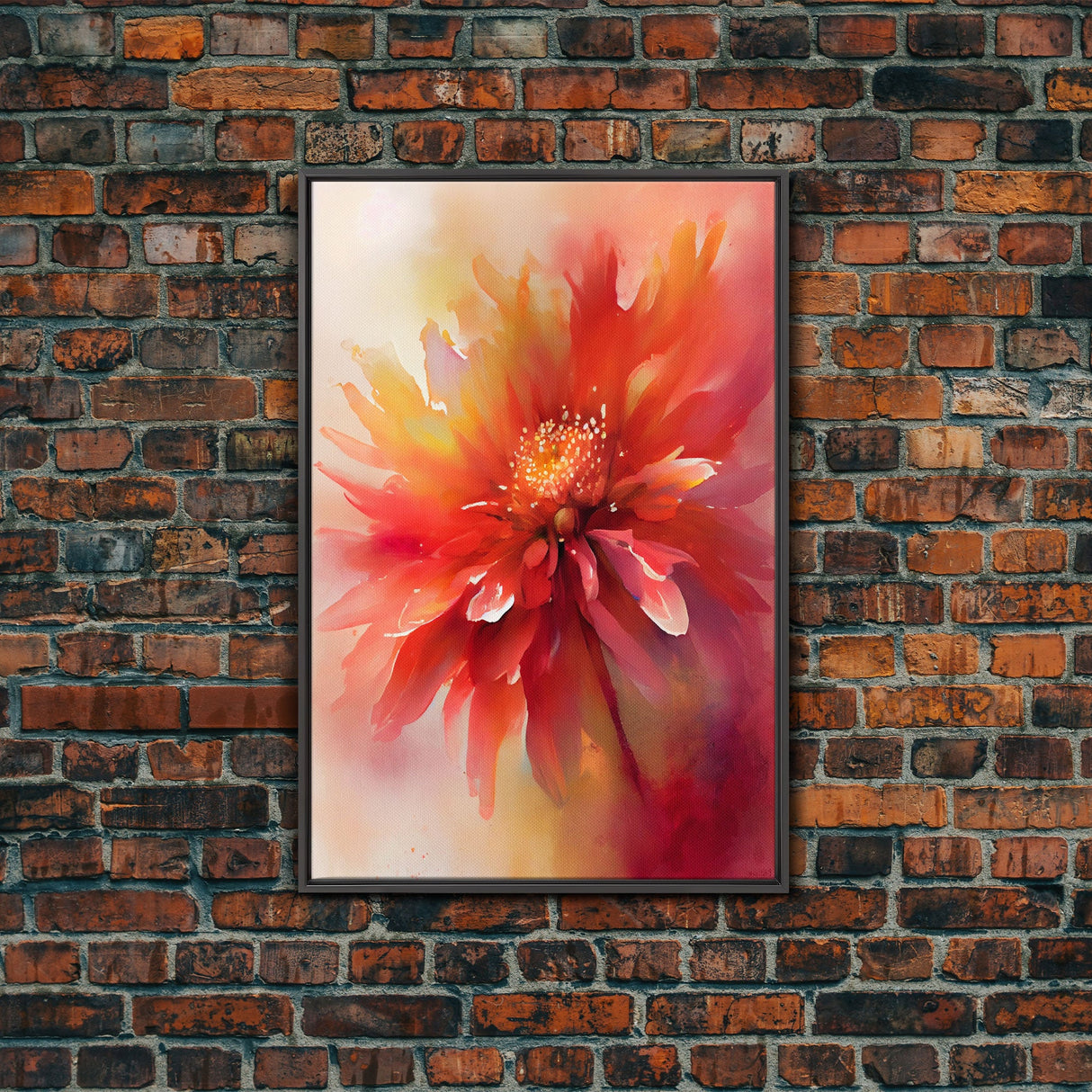 Vintage Style Red Flowers Framed Canvas Art, Vintage Floral Print, Vintage White Roses Painting, Still Life Botanical Farmhouse print