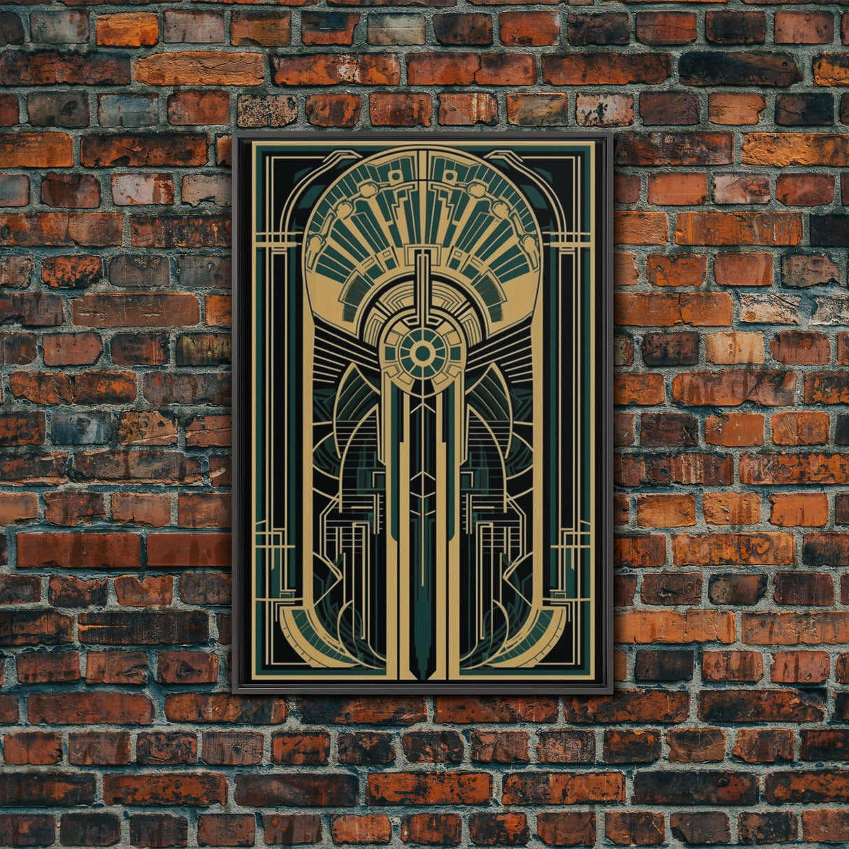 Midcentury Modern Wall art | Framed Canvas Print | Art Deco | Gold & green art | Beautiful art | Wall art | Office decor | Abstract art