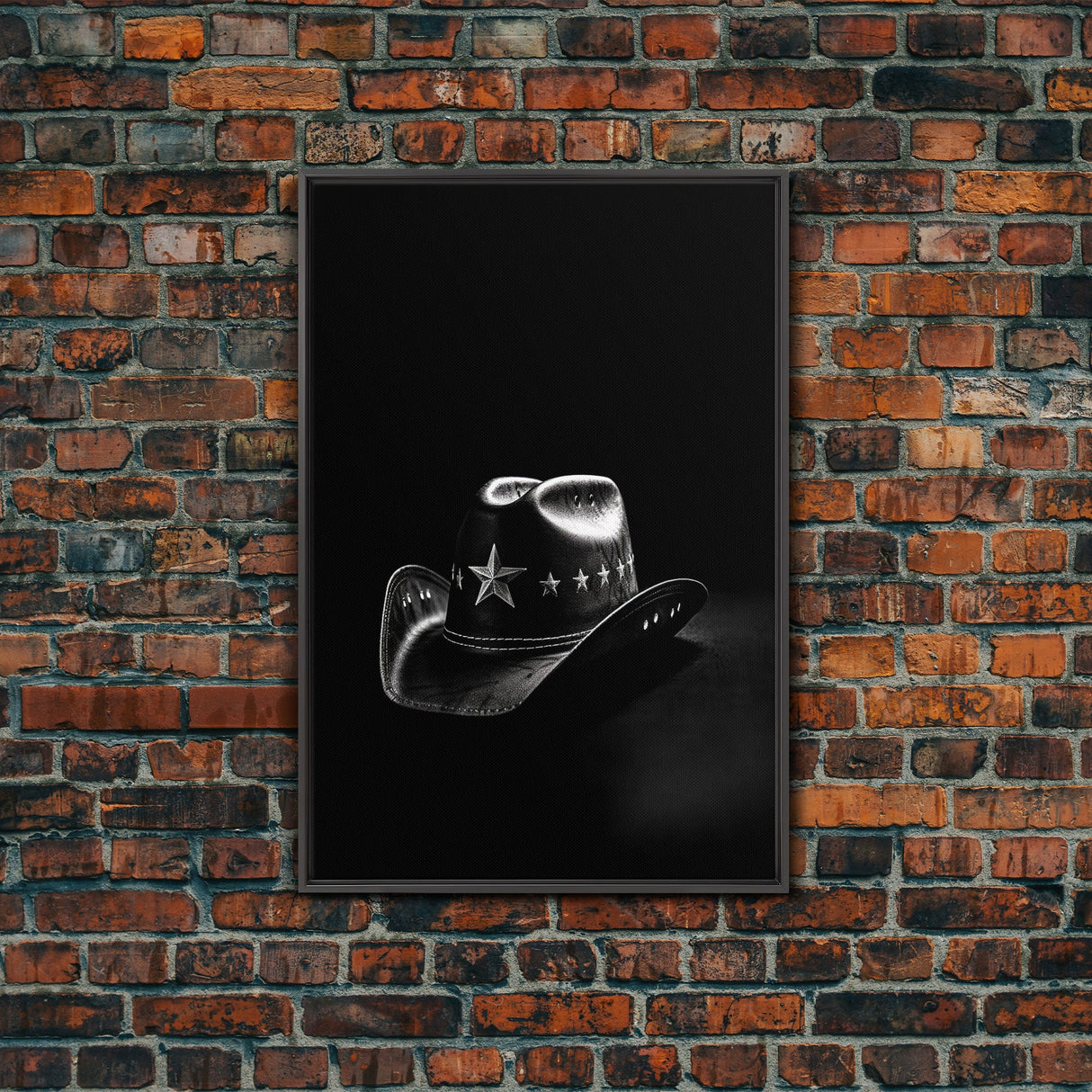 Cowboy Hat Print, Western Wall Art, Black And White, Texas Art, Minimalist Art, Wall Decor, Canvas Art, Wall Art, Framed Canvas Wall Decor