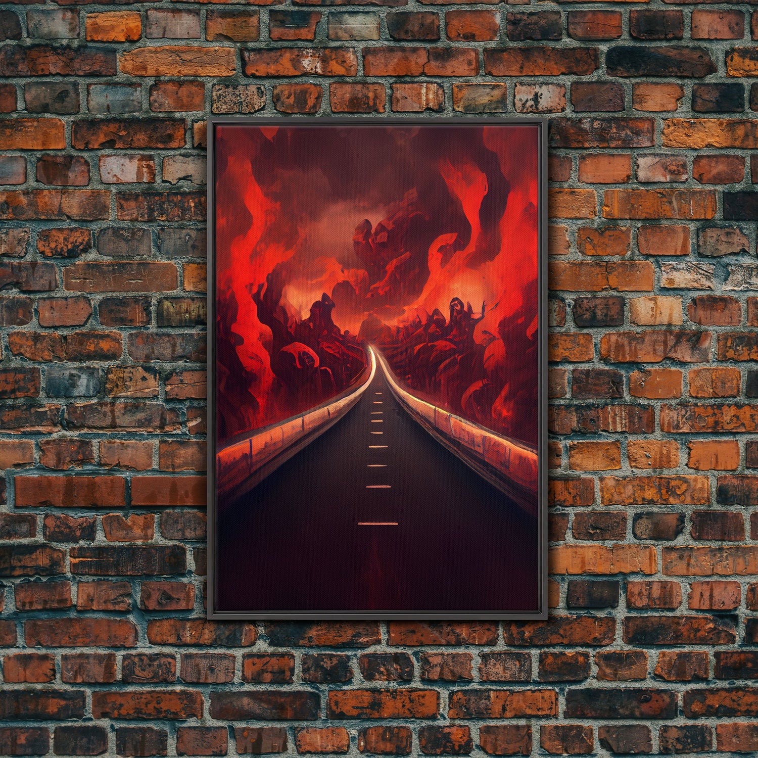 Highway to Hell, canvas print, Halloween wall art, spooky home decor