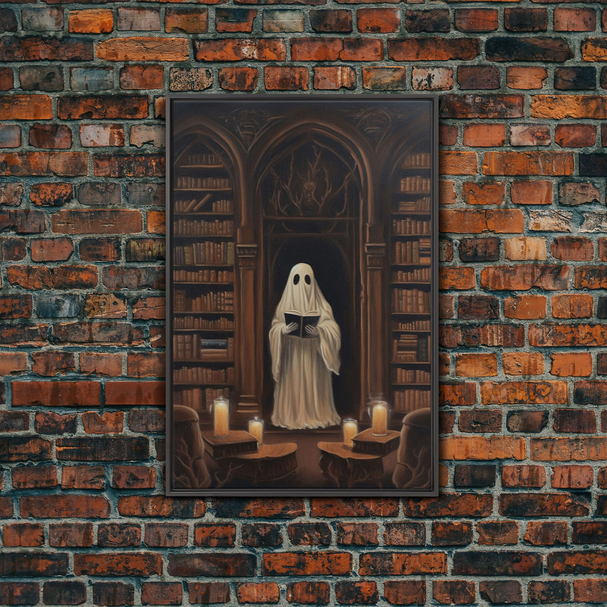 Spooky Fine Art Print, Halloween Ghost Art, Fall Artwork, Fall Decor, The Ghost Of The Library